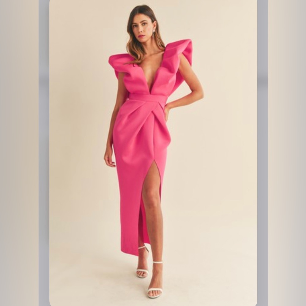 384. HIGH END - Sensy Midi Dress In Pink